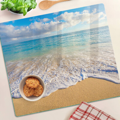 Glass chopping board Beach with waves and clouds