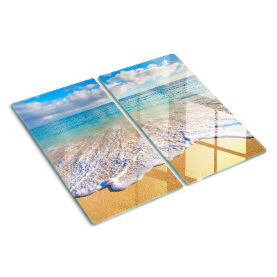 Glass chopping board Beach with waves and clouds
