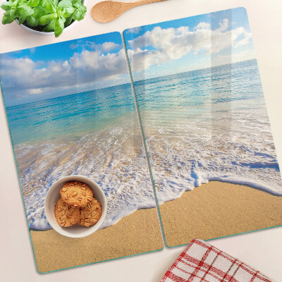 Glass chopping board Beach with waves and clouds