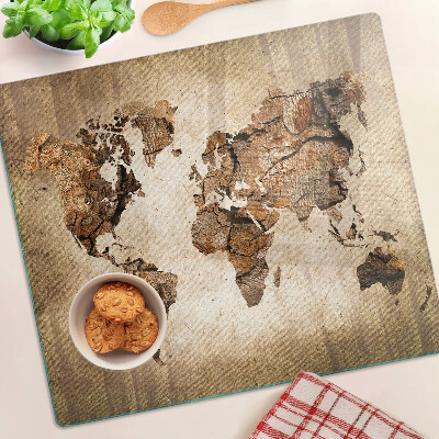 Glass kitchen board Vintage World Map