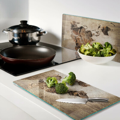 Glass kitchen board Vintage World Map