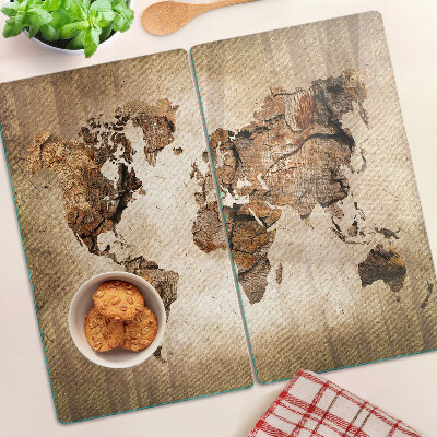 Glass kitchen board Vintage World Map