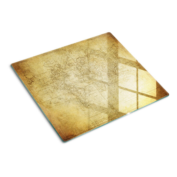 Glass kitchen board Old world map