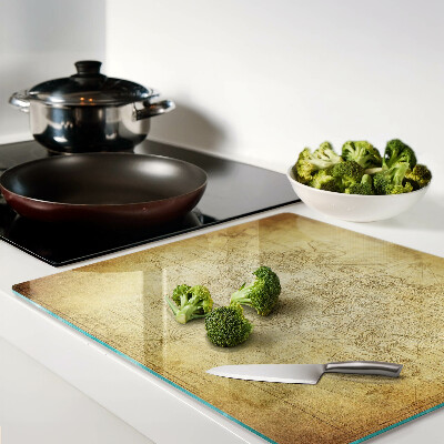 Glass kitchen board Old world map