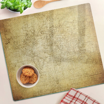 Glass kitchen board Old world map