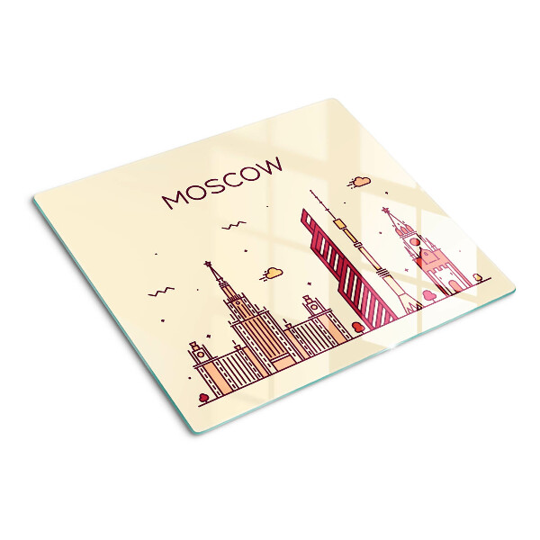 Glass chopping board Moscow skyline illustration