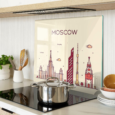Glass chopping board Moscow skyline illustration