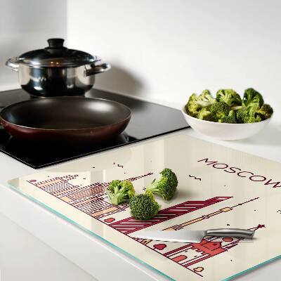 Glass chopping board Moscow skyline illustration