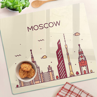 Glass chopping board Moscow skyline illustration