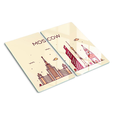 Glass chopping board Moscow skyline illustration