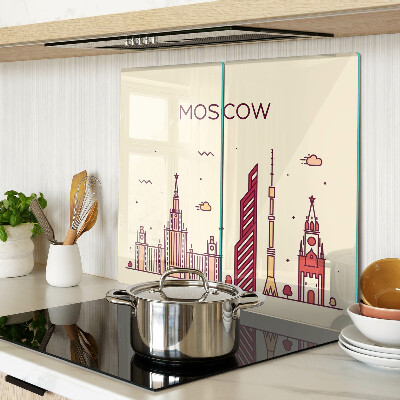 Glass chopping board Moscow skyline illustration