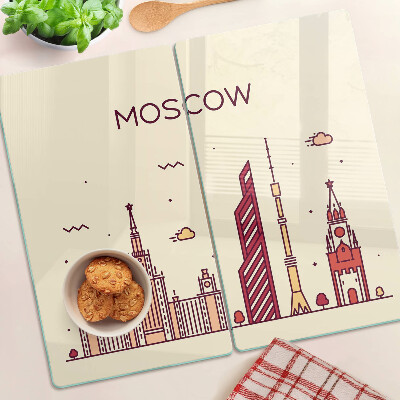 Glass chopping board Moscow skyline illustration