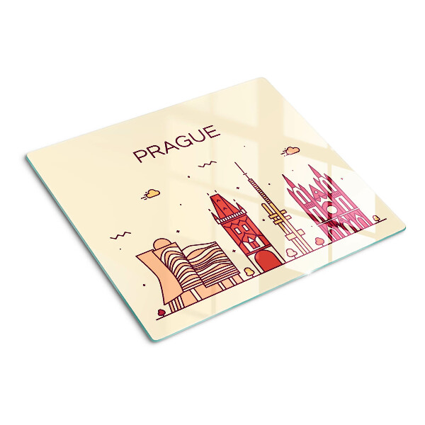 Glass chopping board Prague - city view