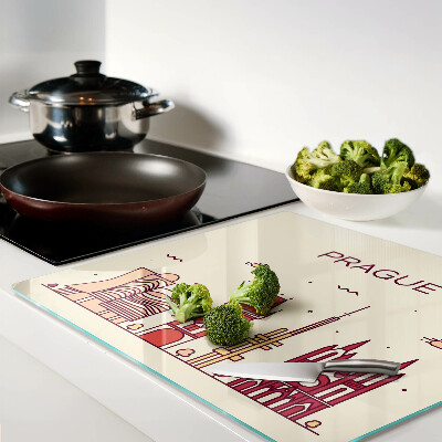Glass chopping board Prague - city view