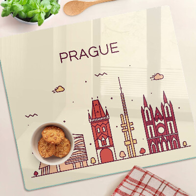 Glass chopping board Prague - city view