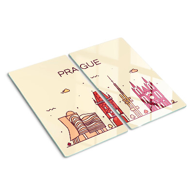 Glass chopping board Prague - city view