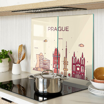 Glass chopping board Prague - city view