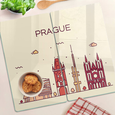 Glass chopping board Prague - city view