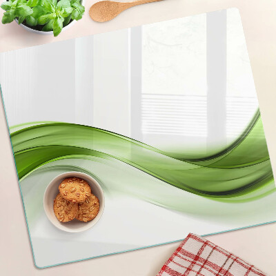 Glass kitchen board Green abstract waves