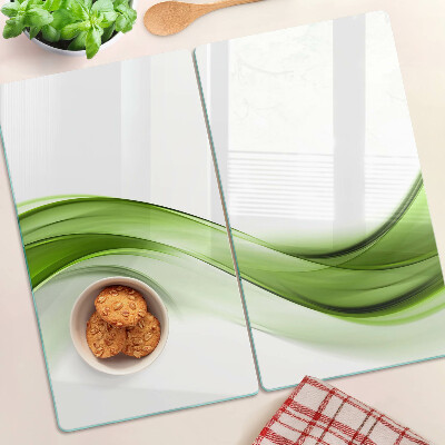 Glass kitchen board Green abstract waves