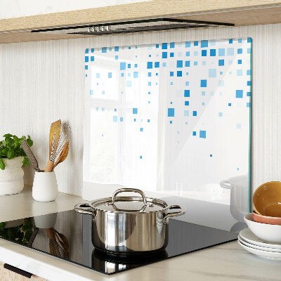 Glass kitchen board Blue squares on a white background