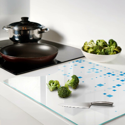 Glass kitchen board Blue squares on a white background