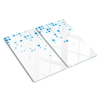 Glass kitchen board Blue squares on a white background