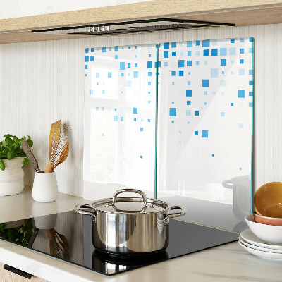 Glass kitchen board Blue squares on a white background