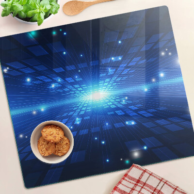 Glass chopping board Technological pattern in shades of blue