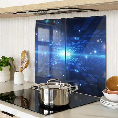 Glass chopping board Technological pattern in shades of blue