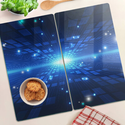 Glass chopping board Technological pattern in shades of blue