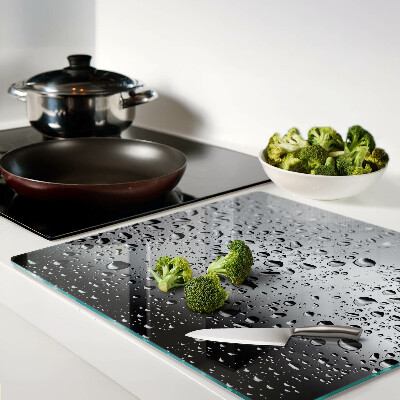 Glass chopping board Water drops on glass