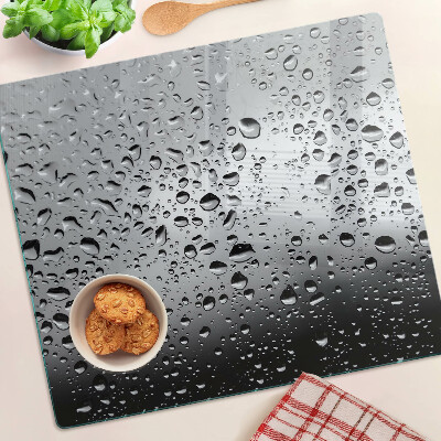 Glass chopping board Water drops on glass