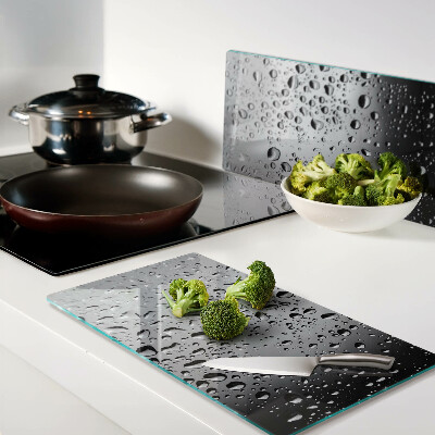 Glass chopping board Water drops on glass