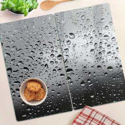 Glass chopping board Water drops on glass