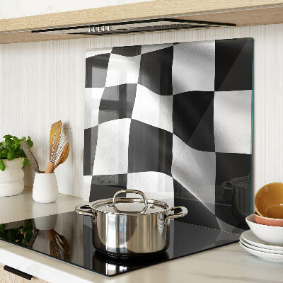Glass kitchen board Black and white checkerboard