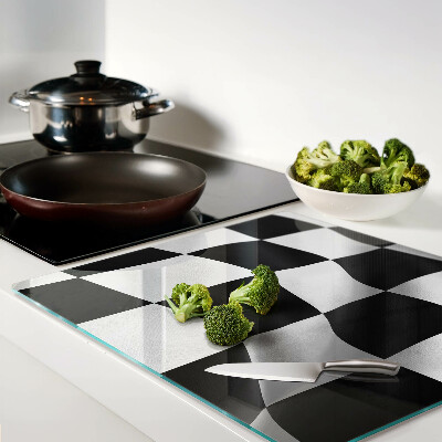 Glass kitchen board Black and white checkerboard