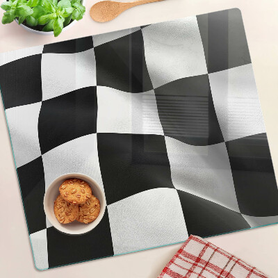 Glass kitchen board Black and white checkerboard