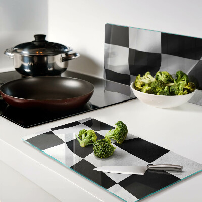 Glass kitchen board Black and white checkerboard