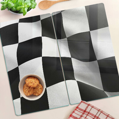 Glass kitchen board Black and white checkerboard