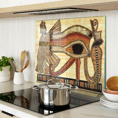 Glass kitchen board Egyptian hieroglyph motif