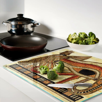 Glass kitchen board Egyptian hieroglyph motif