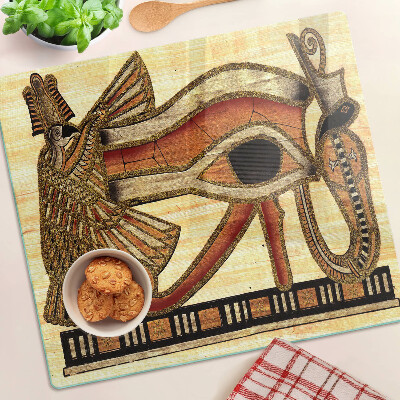 Glass kitchen board Egyptian hieroglyph motif