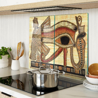 Glass kitchen board Egyptian hieroglyph motif