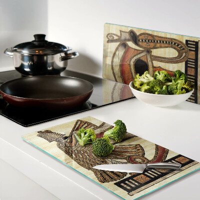 Glass kitchen board Egyptian hieroglyph motif