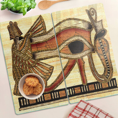 Glass kitchen board Egyptian hieroglyph motif