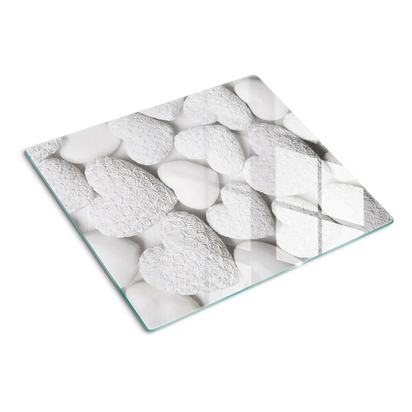 Glass chopping board White hearts with a pattern