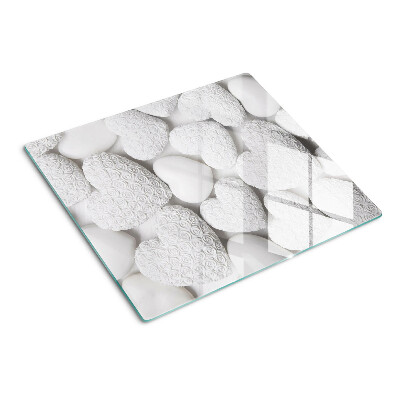 Glass chopping board White hearts with a pattern