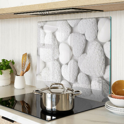 Glass chopping board White hearts with a pattern