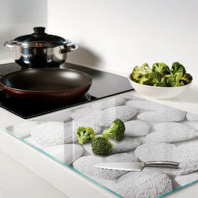Glass chopping board White hearts with a pattern